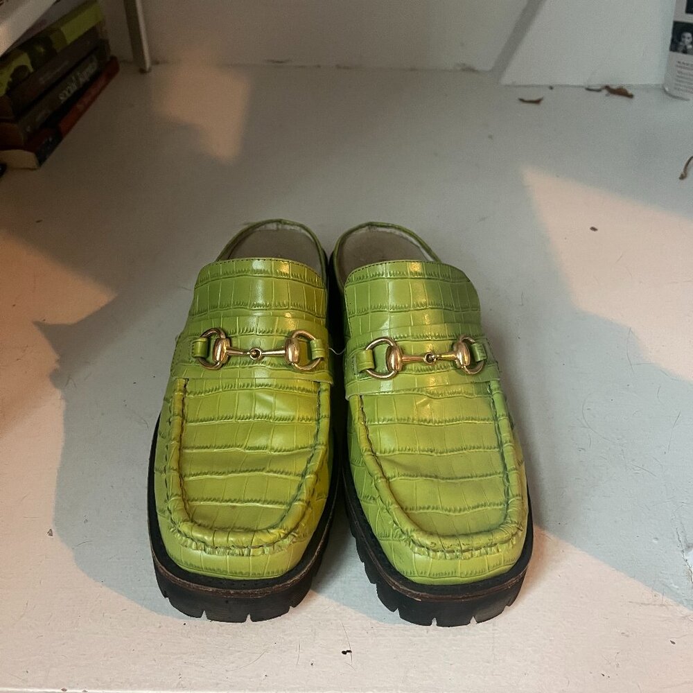 Lime green loafers